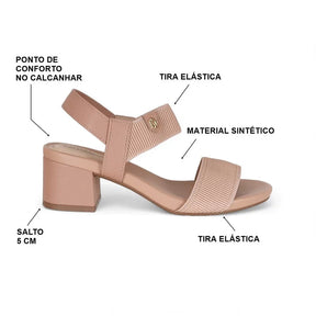 Sandália Salto Grosso Baixo Modare Calce Fácil